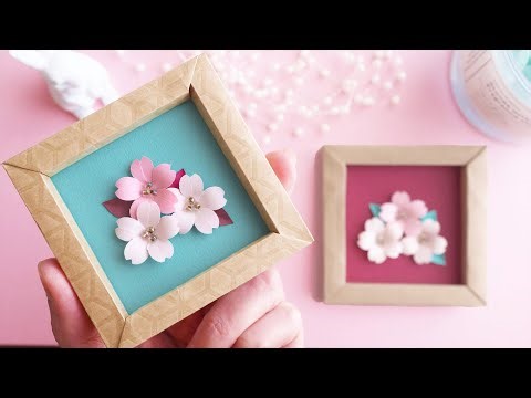 How to Make Origami Mini Frame and Sakura Paper Flowers / Tutorial