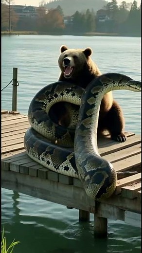 Bear Escapes Giant Python Attack #amazing