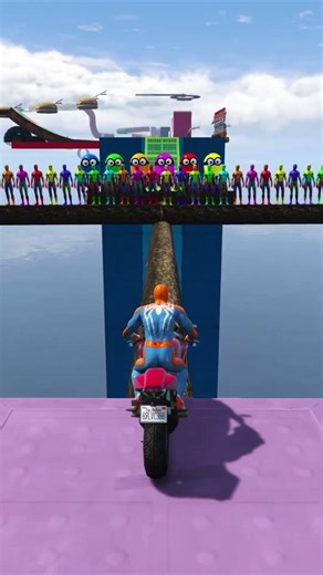 GTA 5 Epic Water Ragdolls | 🕷️Spider-Man vs hulk vs venom & Minions. Fails ep.15 #gta5 #shorts bike