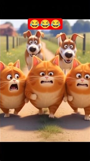 Three Orange Cats vs Angry Dogs 😨 | Animated short #viral #shorts #funny #catshorts