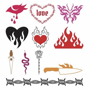 Flaming Heart Embroidery Design, Gothic Love Fire Machine Embroidery File, 11 Design, 8 Size, Instant Download - Etsy Australia