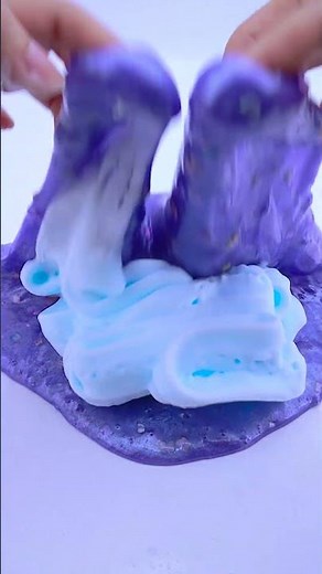 💙💜 Topping slime 🔵🟣 mixing ASMR 💙💜 Satisfying #SlimeSquishing #Slime #ASMR #Satisfying #Shorts