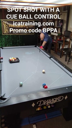 SPOT SHOT WITH A CUE BALL CONTROL WITH ICA TRAINING SYSTEM #training #billiards #8ballpool #9ball