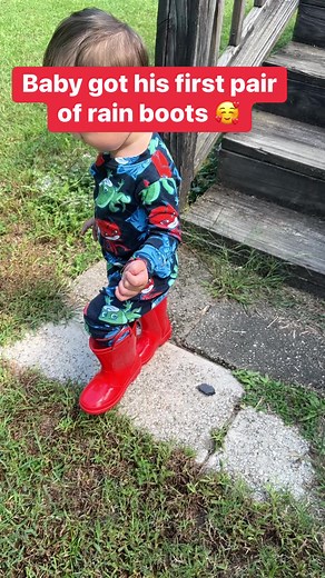 Baby got his first pair of rain boots. #firsttime #rainboots #cutenessoverload #babyfashion | Gregory Lepley