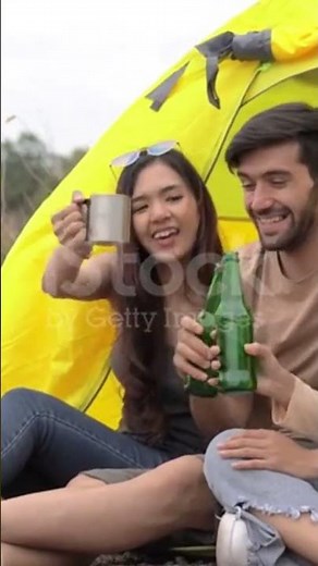 Friends Camping party in forest