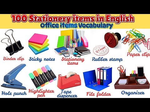 Office items Vocabulary|| 100+ Stationery items in English with pictures. List of office stationery.