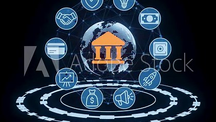 Digital banking technology connects users worldwide through secure transactions and virtual services in the financial sector.