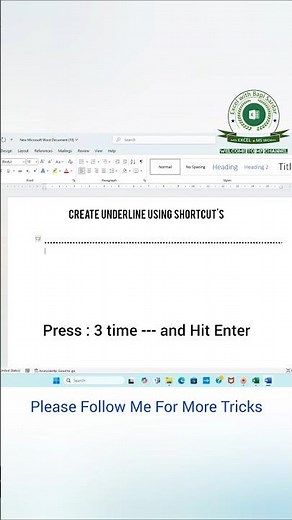 Create Underline in 3 easy ways using Shortcut Keys in Microsoft Word! ✍️ #wordtips #UnderlineText