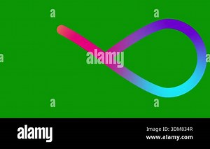 Animated colorful symbol of infinity. Linear multicolor icon is drawn. Looped video. Vector illustration on green background.