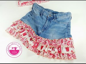 Ruffled skirt by recycling old pants