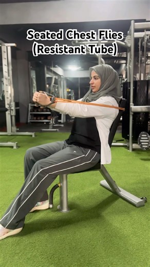 Seated Chest Flies(Resistant Tube) #homeworkout #resistancebands #strengthtraining #chestworkout
