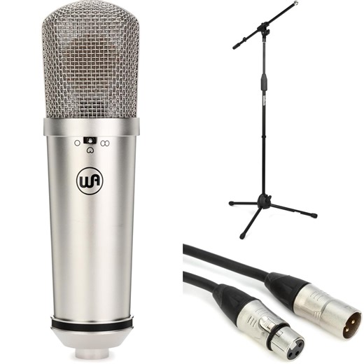 Warm Audio WA-87jr Studio Vocal Microphone with Stand and Cable - Nickel