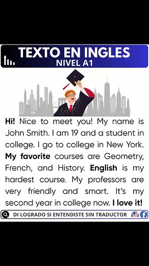 1M views · 14K reactions | TEXTO EN INGLÉS #aprendeingles #inglesparatodos #usa #englishlearning #inglesfacil #englishspeaking #inglesonline #learnenglish #ingles #englishlearningcentre #learning #englishvocabulary #inglésonline #cursosdeingles #English #inglesbasico #LearnEnglish #inglesrapido | Libera tu Inglés | Facebook