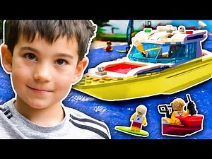 Lego City Boat Rescue Story! | Toy Ships and Sharks Pretend Play for Kids | JackJackPlays