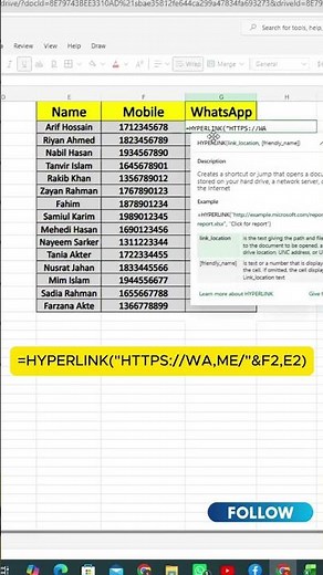 How to Create a WhatsApp Link in Excel | Easy Step-by-Step Tutorial #excel #exceltips #exceltutorial
