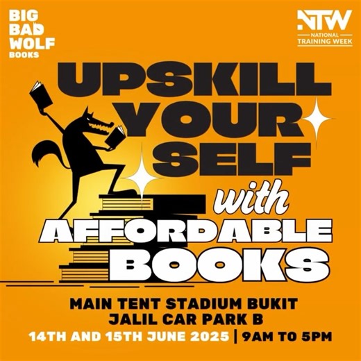 259 reactions | Let's invest in your growth. Join us at Bukit Jalil for an exclusive Big Bad Wolf pop-up in conjunction with @hrdcorp 's National Training Week. From books that sharpen your skills to stories that inspire, we're here to help you learn, grow, and thrive without breaking the bank.  Main Tent, Stadium Bukit Jalil Car Park B  14 – 15 June 2025 ⏰ 9AM – 5PM #BigBadWolfBooks #HRDCorp #NationalTrainingWeek #UpskillMalaysia | Big Bad Wolf Books | Facebook