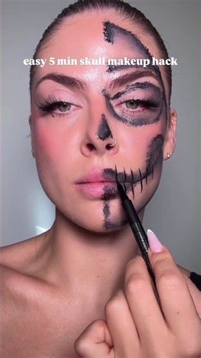 5 minute skull makeup hack for Halloween 🥵 @monika mua