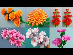 6 Easy Paper Flowers | Paper Flower Making | DIY Home Decor