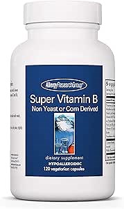 Allergy Research Group Super Vitamin B Supplement - B Vitamin Complex for Men & Women, with Vitamin B12 and B6, Vegetarian Capsules - 120 Count