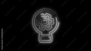 Productivity Setting Outline Icon in HD Video Neon Animation – Efficiency and Optimization Symbol on Black Background Stock Video