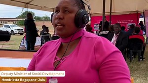 Deputy Minister of Social Development, Mme Hendrietta Bogopane-Zulu explains the process of getting different grants and the need to apply for grants today at the PinkDrive outreach in Mokopane, Limpopo Province, in Mahwelereng. #CloseTheCareGap #DSDPinkDrive2023 #EarlyDetectionSavesLIVES | Department of Social Development | Facebook