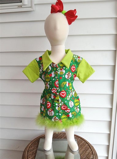 Baby Toddler Grinch Christmas Girls Theme Party Outfit Set - Etsy