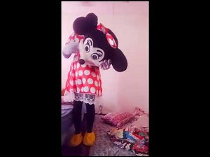 Wearing Red Polka Dot Dress Minnie Mouse Mascot Costume