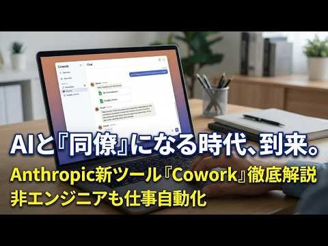 【AI革命】Anthropic新ツール「Cowork」で仕事が激変！AIが「同僚」になる新時代を徹底解説