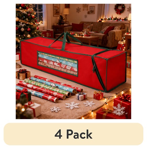 (4 pack) Magicfly Wrapping Paper Storage Bag ,600D Oxford Organizer for Christmas Gift, 42 x 10 x 10 inch