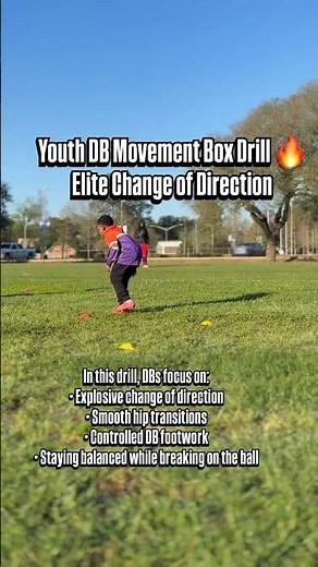 Youth DB Movement Box Drill 🔥 Elite Change of Direction Training for Defensive Backs #dbdrills
