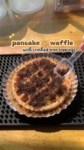 Delicious Waffle with Crushed Oreo Topping