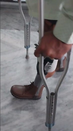 Bilateral Polio Disabled walking with traditional metal/leather Kafo Calipers #kafo #calipers #polio
