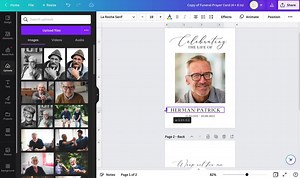 8 Page Bifold Funeral Program TEMPLATE, Minimalist Celebration of Life, Memorial Program, Order of Service Obituary Booklet - Etsy
