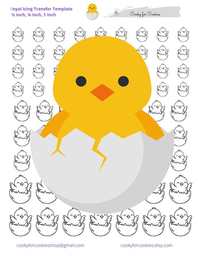 Chick in Shell Royal Icing Transfer Template Sheet, 3 Sizes - Etsy Canada