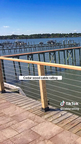 Cedar wood looks fantastic on this home in Westhampton, NY😍 Our premium wood frames are made from naturally strong, resilient, and low maintenance wood species. • • • #gostainless #cablerailing #staircase #diy #railing #construction #homeowner #homerenovation #contractor #handrail #railings #view #modernhome #cable #homeimprovement #deckrailing