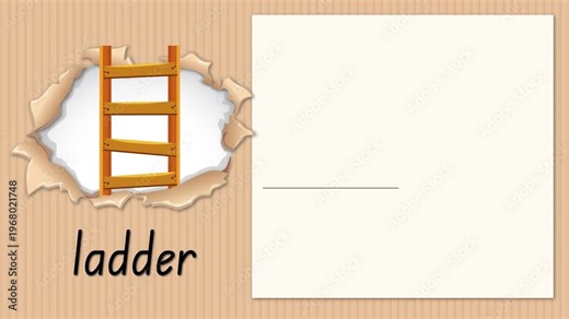Educational Animation for Letter L with Ladder Illustration and Handwriting Practice