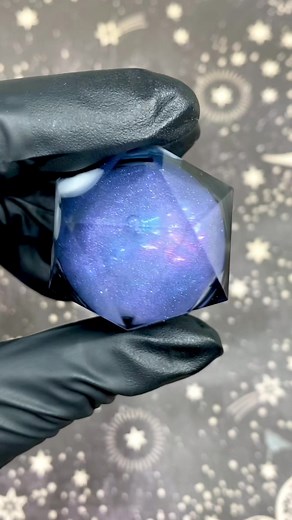The coolest liquid core d20 I have ever made 🤩 . #dreamydice #craft #dice #d20 #liquidcore #liquidcoredice #dicemaker #dnd #ttrpg #space #cosmos #handmade