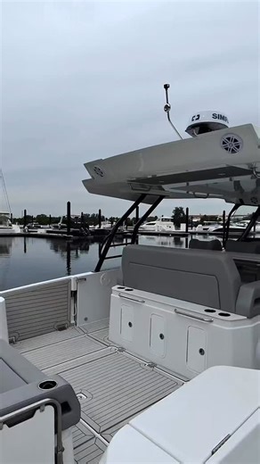 Cruisers Yachts 38 VTR debuted at FLIBS and came straight to Marina Pointe. Be one of the first to see this incredible American made model. Register for the weekend at the link in our bio. | MarineMax Clearwater