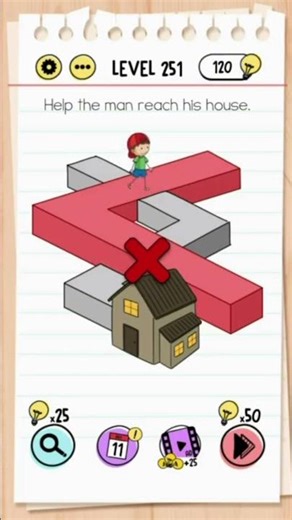Brain Test Level 251 Answer | Help The man reach his house
