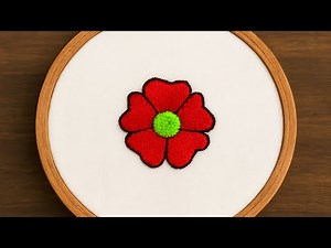 Beautiful Red Flower Hand Embroidery Design | Simple Stitch Work for Beginners