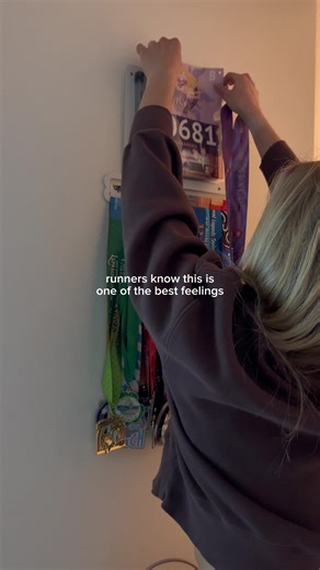 the best feeling ever 🤍 this collection is growing so fast 🥹 you can shop this medal hanger using the link in my bio!! #runner #running