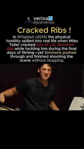 In Whiplash (2014) Miles Teller cracked J.K. Simmons' ribs during their brutal onstage tackle.