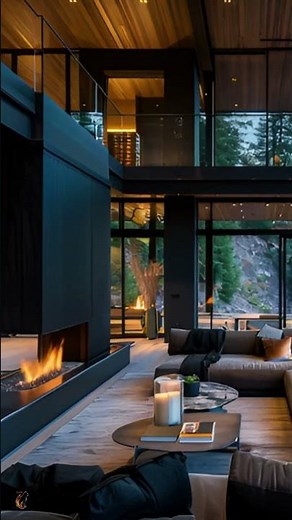 Modern Fireplace Ambience ✨ | Luxury Glass Cabin with Soothing Fire Sounds