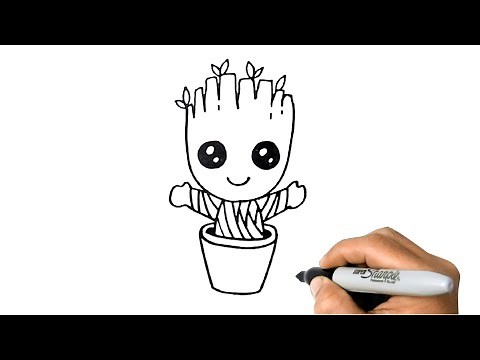 How to DRAW BABY GROOT Easy Step by Step
