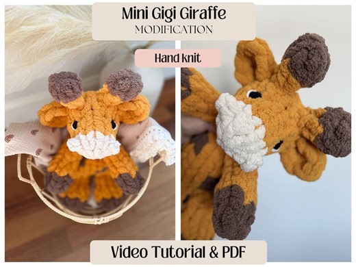 Mini Gigi Giraffe MODIFICATION - Read Description / Full Video Tutorial / Finger Knit Giraffe / Chunky Knit Giraffe / Cozy Cloud Knits - Etsy