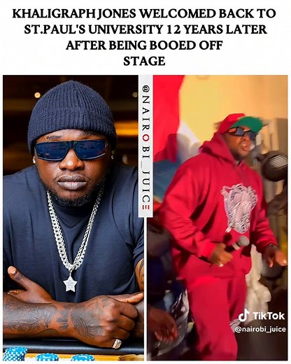 Khaligraph Jones welcomed back to St.Paul's University 12 years later after being booed off stage #nairobijuice #trendingkenya #nairobitiktokers #tiktokkenya #fypkenya