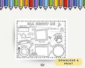 All About Me Worksheet: Back to School Activity, Printable PDF - Etsy