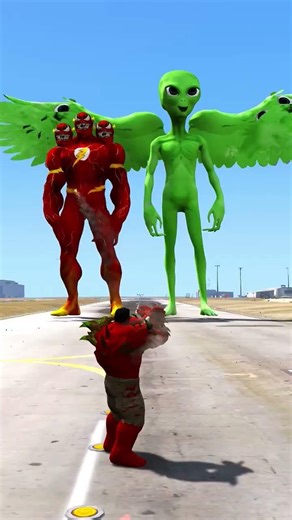 Random Superheroes VS Giant Alien & Flash #gtav #shorts #gta