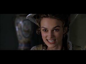Keira Knightley in a gold silk taffeta dress and corset - POTC: Curse of the Black Pearl (2003)