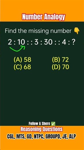 Analogy रीज़निंग | Number Analogy |Reasoning Classes for SSC CGL GD Exam| Missing Number